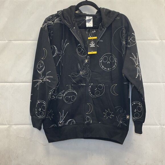 Disney Tops - NEW! Disney NBC Jack & Zero, Zip Up Hoodie Size MD, Black, Outline AOP, Freeze